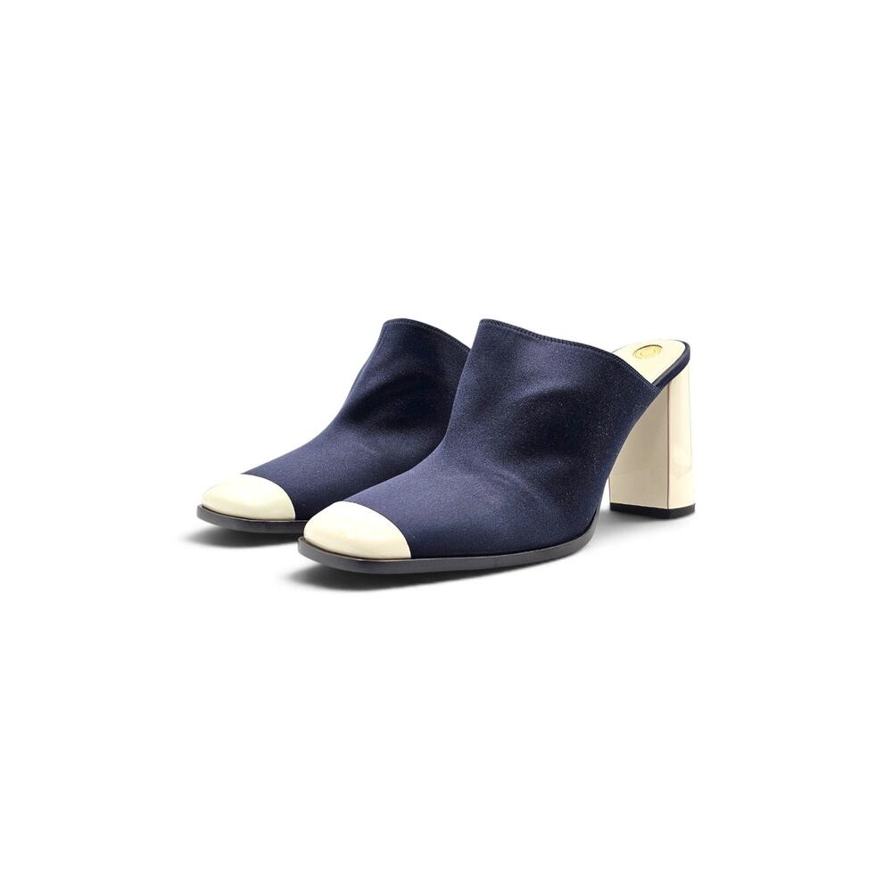 Loro Piana Alba Heeled Mules Neon Navy FAR1163 W1CS EU 38.5 US 8.5 - $1900